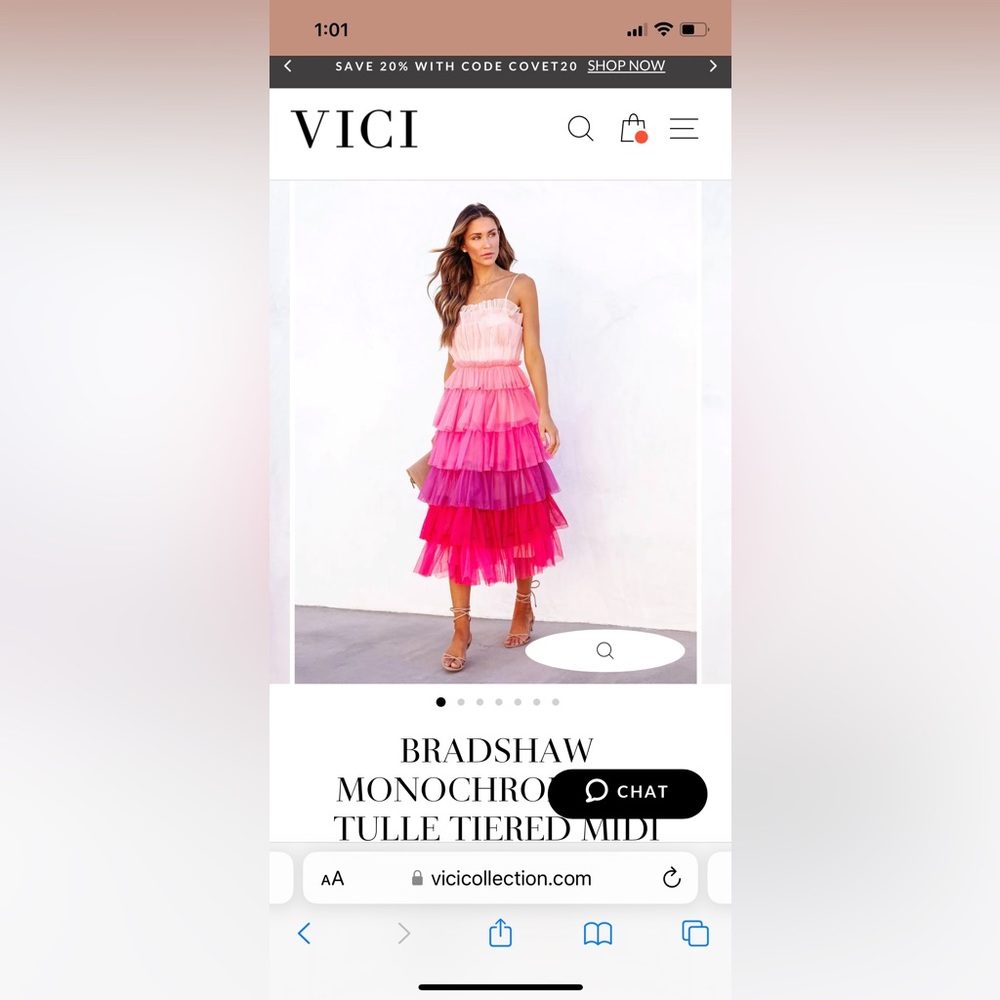 Vici Bradshaw Monochromatic Tulle Tiered Midi Dress - medium size